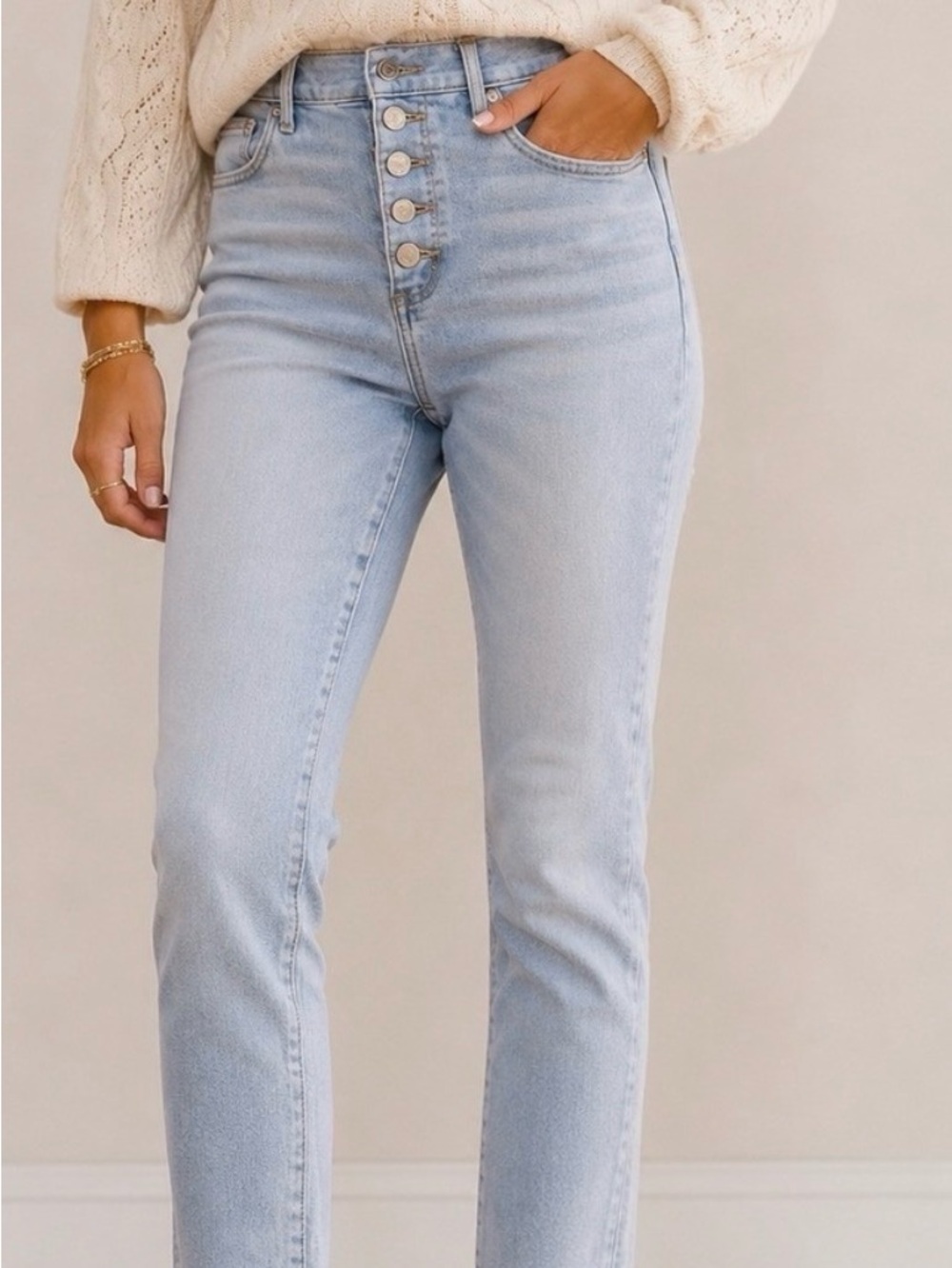 LOFT The Skinny Jeans Womens 27/4P Light Wash Button Fly Raw Hem High Rise Denim